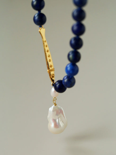 Golden Fish Gemstones Beaded Baroque Drop Necklace